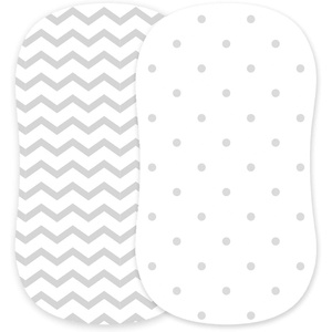 image:imageFitted 15x33 Baby Bassinet Sheets Boys Girls 2 Pack2pack DotsChevron