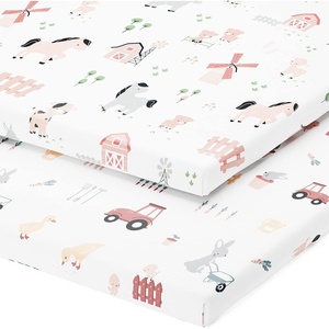 image:imageJoey  Joan Travel Crib Sheets for Baby Bjorn Guava Lotus Travel Crib 2pkFarm Animals