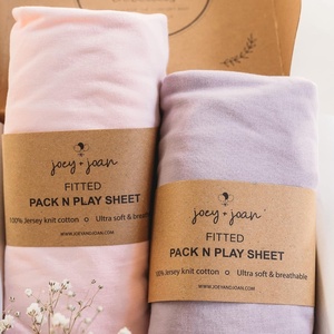 image:imageJoey  Joan Travel Crib Sheets for Baby Bjorn Guava Lotus Travel Crib 2pkPale Pink  Lilac
