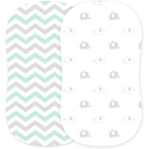 image:image5x33 Baby Bassinet Sheets Boys Girls 2 Pack2pack ElephantsChevron