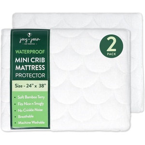 image:imageJoey  Joan Waterproof Pack and Play Mattress Pad Protector Cover  Compatible with Graco Pack n Play  2 Pack Quilted Playard Sheets of Viscose Made from Bamboo  27 x 39Mini Crib