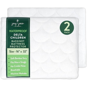 image:imageJoey  Joan Waterproof Pack and Play Mattress Pad Protector Cover  Compatible with Graco Pack n Play  2 Pack Quilted Playard Sheets of Viscose Made from Bamboo  27 x 39Delta  Simmons Bassinets