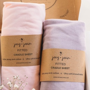 image:imageJoey  Joan Baby Cradle Sheets Fitted 18 x 36 for Wooden Cradle MattressPale Pink  Lilac