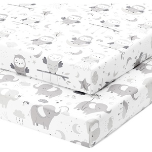 image:imageJoey  Joan Fitted Mini Crib Sheets 38x24 for Dream on Me 100 Cotton 2pkSweet Dreams Elephants  Owls